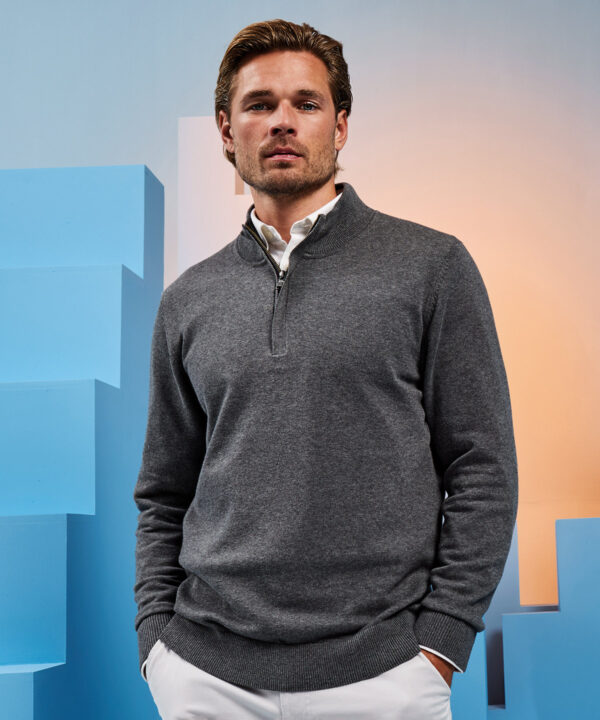 Men's cotton blend ¼ zip sweater 1 Men's cotton blend ¼ zip sweater