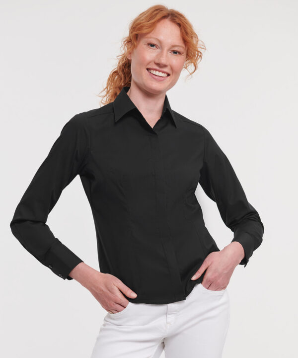 Women's long sleeve polycotton easycare fitted poplin shirt 1 Women's long sleeve polycotton easycare fitted poplin shirt