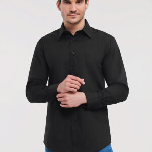 Long sleeve polycotton easycare fitted poplin shirt
