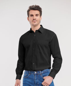 Long sleeve pure cotton easycare poplin shirt