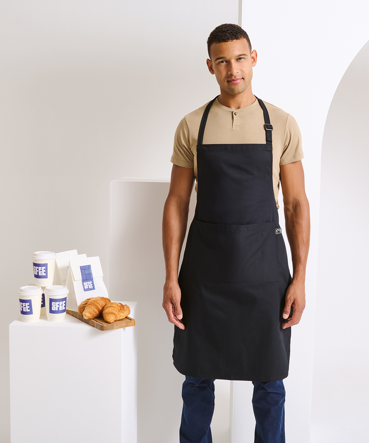 Cotton bib apron, organic and Fairtrade certified